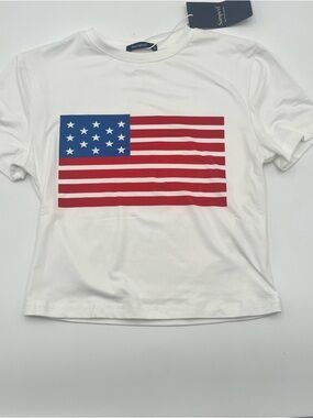 Sampeel White American Flag Crop Top
